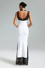 Load image into Gallery viewer, Gunnhild Lace Deep V Maxi Dress