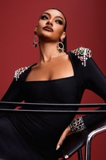 Load image into Gallery viewer, Niaca Rhinestones Bandage Midi Dress