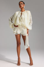 Load image into Gallery viewer, Dekia Long Sleeve Hollow Out Flounce Mini Dress