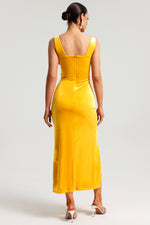 Load image into Gallery viewer, Hakula Diamante Slit Midi Dress