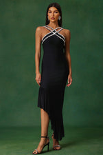 Load image into Gallery viewer, Nialla Sleeveless Diamond Flounce Bandage Maxi Dress