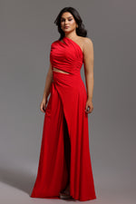 Load image into Gallery viewer, Xlyia High Slit Hollowed-out Maxi Dress