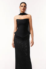 Load image into Gallery viewer, Kale Sleeveless Ribbon Sequins Bandage Maxi Two-Piece Set