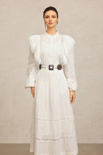 Load image into Gallery viewer, Ditala Long Sleeves Lace Folds Top And Skirt Two-Piece Set