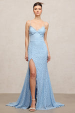 Load image into Gallery viewer, Lace Spaghetti-Strap Floor-Length Dress
