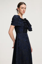 Load image into Gallery viewer, Bow-Detail Jacquard Maxi Dress