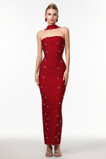 Load image into Gallery viewer, Nesya Sleeveless Pearl Wine Bandage Maxi Dress