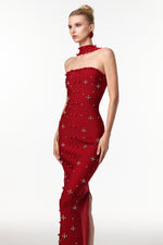 Load image into Gallery viewer, Nesya Sleeveless Pearl Wine Bandage Maxi Dress
