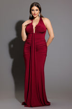 Load image into Gallery viewer, Elsie Halter Sleeveless V-Neck Wrinkles Maxi Dress