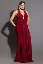 Load image into Gallery viewer, Elsie Halter Sleeveless V-Neck Wrinkles Maxi Dress