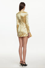 Load image into Gallery viewer, Ridia Romantic Tailored Long Sleeve Pleated Polka Dot Floral Mini Dress