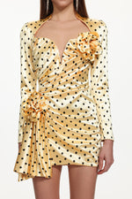Load image into Gallery viewer, Ridia Romantic Tailored Long Sleeve Pleated Polka Dot Floral Mini Dress