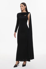 Load image into Gallery viewer, Louxia Elegant Contour One Sleeve Asymmetric Cape Maxi Dress