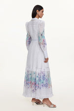 Load image into Gallery viewer, Rina Resort Flowy Long Sleeve Floral Print Ruffle Woven Maxi Dress