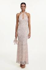 Load image into Gallery viewer, Saslim Chic Contour Halter Cut Out Sequin Maxi Dress
