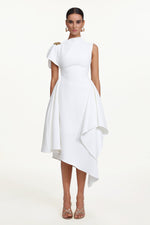 Load image into Gallery viewer, Weren Elegant Contour High Neck Asymmetric Maxi Dress