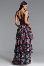 Load image into Gallery viewer, Pale Chic Flowy Halter Cut Out Floral Print Ruffle Maxi Dress
