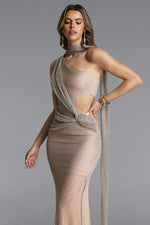 Load image into Gallery viewer, Uabeza Chic Contour One Shoulder Drape Cut Out Maxi Dress