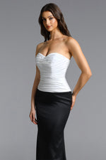 Load image into Gallery viewer, Diona Elegant Contour Strapless Pleated Contrast Satin Maxi Dress