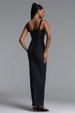 Load image into Gallery viewer, Vla Classic Contour Asymmetric Stripe Bandage Maxi Dress
