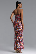 Load image into Gallery viewer, Livia Chic Contour Strapless Sequin Floral Maxi Dress