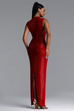 Load image into Gallery viewer, Darcel Romantic Contour Sleeveless Crystal Red Maxi Dress