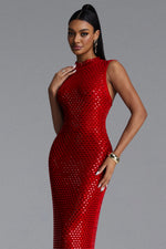 Load image into Gallery viewer, Darcel Romantic Contour Sleeveless Crystal Red Maxi Dress