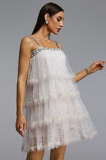 Load image into Gallery viewer, Umeko Elegant Flowy Tiered Ruffle Sequin Mini Dress
