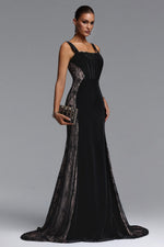 Load image into Gallery viewer, Kavaca Elegant Contour Square Neck Lace Velvet Maxi Dress