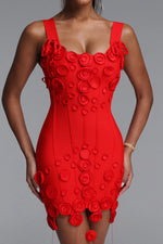 Load image into Gallery viewer, Jacova Chic Contour Wide Strap Floral Tassel Bodycon Bandage Mini Dress