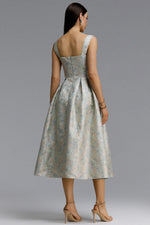 Load image into Gallery viewer, Dotty Elegant Contour Spaghetti Strap Sweetheart Jacquard Midi Dress