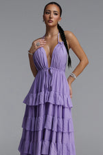 Load image into Gallery viewer, Lliana Resort Flowy V Neck Sleeveless Ruffle Woven Maxi Dress