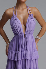 Load image into Gallery viewer, Lliana Resort Flowy V Neck Sleeveless Ruffle Woven Maxi Dress
