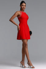 Load image into Gallery viewer, Sophie Minimalist Crew Neck Rhinestone Sleeveless Stretch Bandage Mini Dress