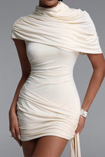 Load image into Gallery viewer, Nettie Romantic Contour Ruched Draped Sash Knit Mini Dress