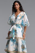 Load image into Gallery viewer, Lisbon Resort Flowy Puff Sleeve Floral Print Organza Maxi Dress