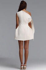 Load image into Gallery viewer, Denali Chic Tailored One Shoulder Asymmetric Woven Mini Dress