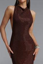 Load image into Gallery viewer, Dorothea Minimalist Contour Sleeveless Rhinestone Knitted Maxi Dress