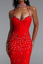 Load image into Gallery viewer, Zaniyah Glamorous Contour Halter Sweetheart Crystal Bandage Maxi Dress