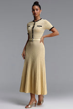 Load image into Gallery viewer, Wagani Elegant Contour Round Neck Short Sleeve Knit Maxi Dress