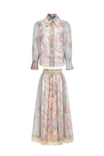 Load image into Gallery viewer, Ruby Long Sleeve Floral Printed Lace Top And Skirt Two-Piece Set