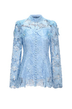 Load image into Gallery viewer, Sabina Long Sleeve Folds Lace Butterfly Top And Skirt Two-Piece Set