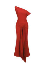 Load image into Gallery viewer, Jillian Oblique Shoulder Sleeveless Folds Midi Dress