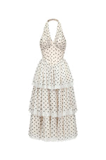 Load image into Gallery viewer, Julieta Sleeveless Dot Printed Layered Folds Midi Dress