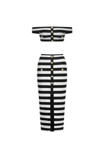 Load image into Gallery viewer, Martha Off-the-Shoulder Hollow Out Slit Bandage Midi Two-Piece Set