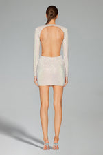 Load image into Gallery viewer, Ella Long Sleeves Flowers Hollow Backless Diamond Mini Dress