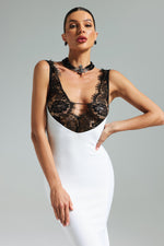 Load image into Gallery viewer, Gunnhild Lace Deep V Maxi Dress