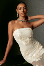 Load image into Gallery viewer, Deliyn Strapless Embroidery Flr Mesh Maxi Dress