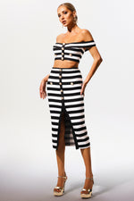 Load image into Gallery viewer, Martha Off-the-Shoulder Hollow Out Slit Bandage Midi Two-Piece Set