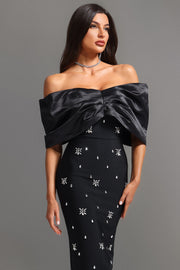 Soloma Off-the-Shoulder Diamond Maxi Dress